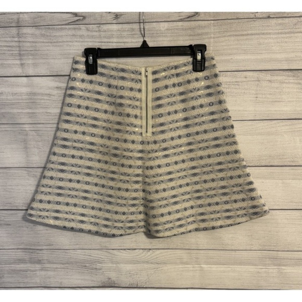 J.Crew Women's Winter‎ Skirt White Blue Snowflake Gold Shimmer Size 0 VGC - Picture 6 of 9